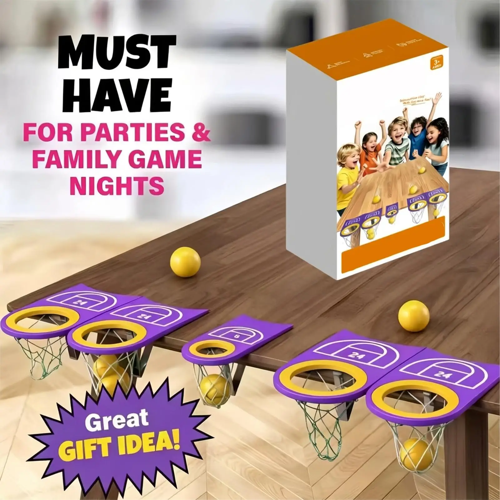 Mini Basketball Game Multiplayer Battle Goal Board Table Hoop Toys Basketball Board Game For Youth Aged 15–35 Home Living Room