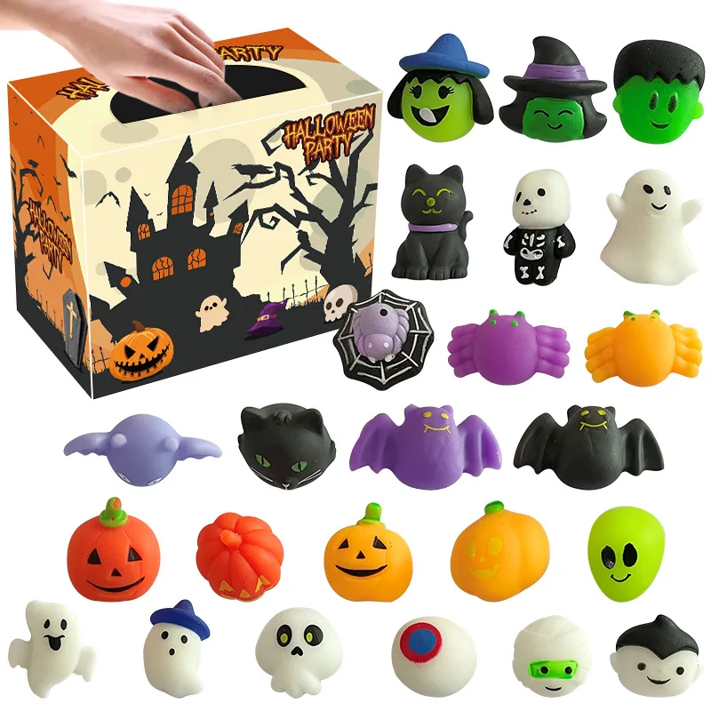 Halloween Fidget Toy Kawaii Mochi Squishy Party Favors for Kids Posh Bubble Pumpkin Spider Stress Reliever Toys Halloween Gift