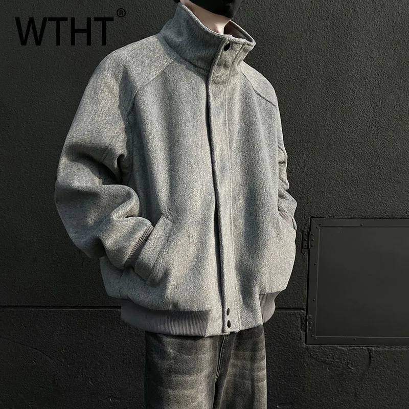 

WTHT модные мужские однотонные уличные свободные пальто модные куртки с воротником-стойкой в американском стиле мужские осень 2023 2A2229