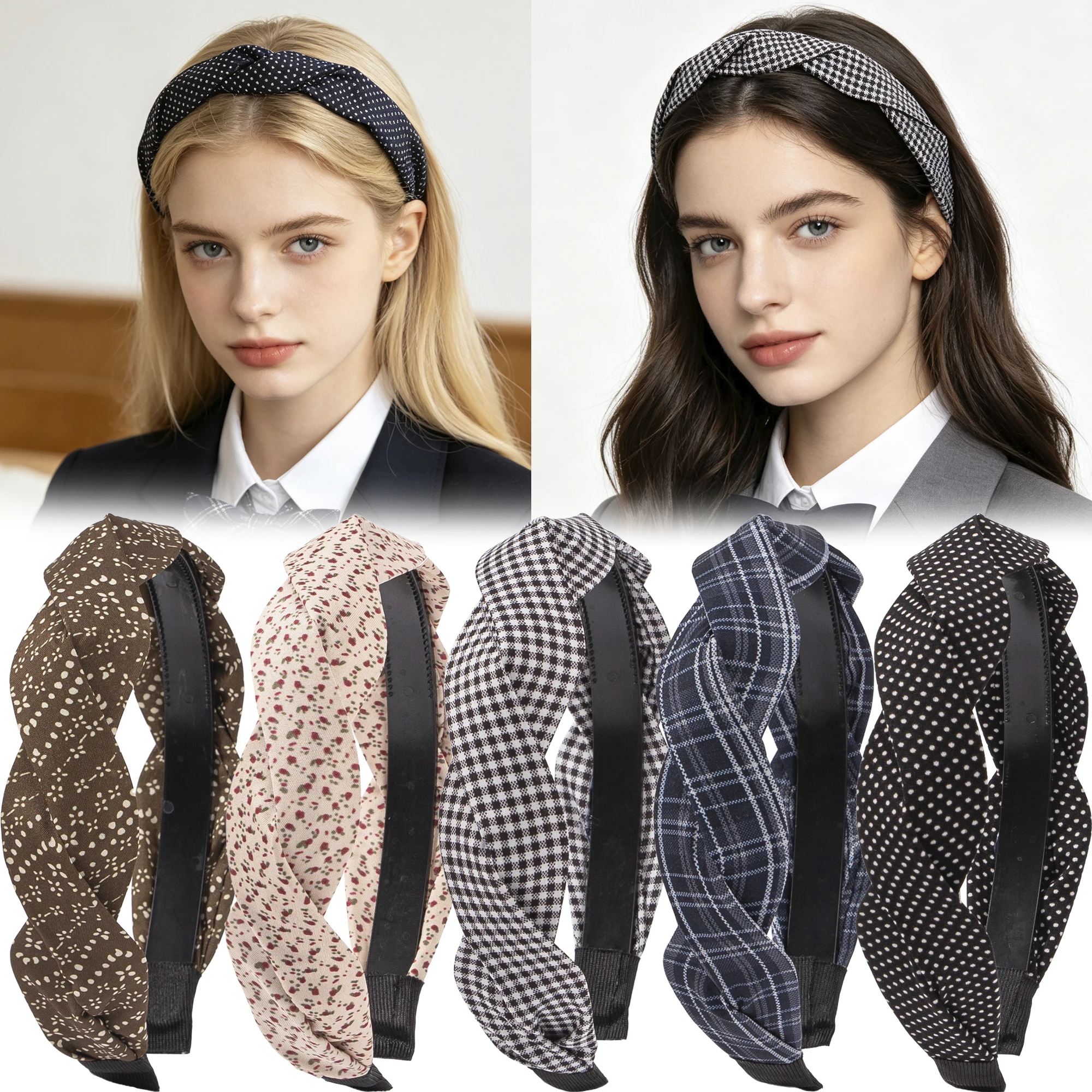 1/2/3/5 Pieces, vintage Polka Dot Leopard Print Headband, Girls' Non Slip Casual Daily Hair Accessory