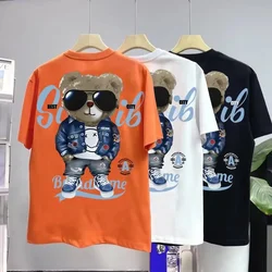 Letnia bawełniana koszulka męska Koreańska koszulka męska Cool Bear z krótkim rękawem Wysokiej jakości biała koszulka O-neck Tee Shirt Odzież męska