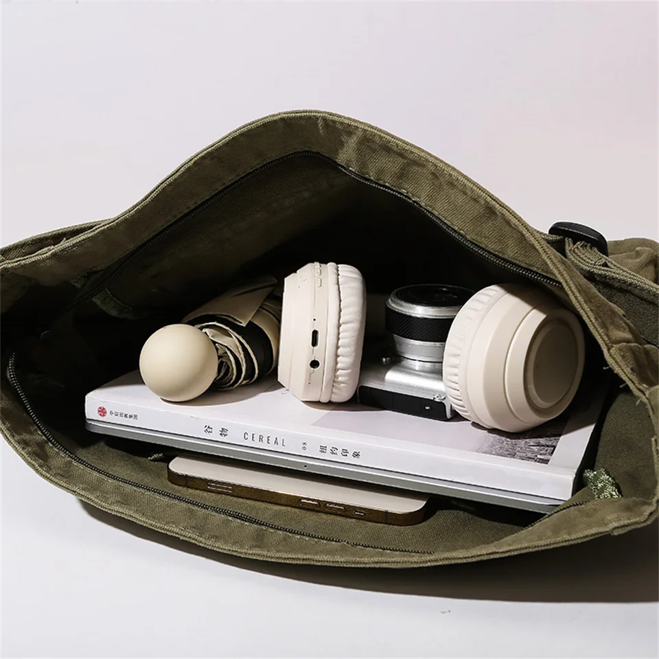 Women Canvas Shopping Bag Travel Shoulder Top-handle Bags Large Capacity Travel Crossbody Bag Tote Handbag