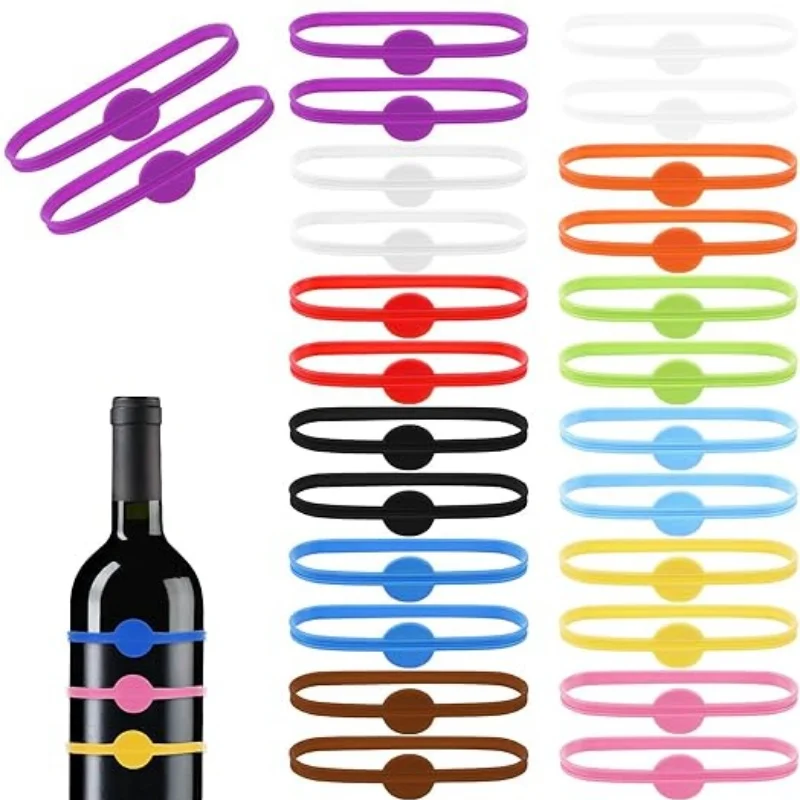 Weinetiketten, Gläser, Trinkmarker-Set, Lebensmittelqualität, Silikonmarkierung, Silikon, Glasmarkierungen für Bar, Partys, Silikonringe