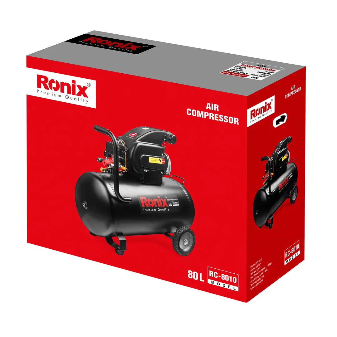 Ronix RC-8010 80L 220V 2.5HP pozioma sprężarka powietrza na sprzedaż Maszyna elektryczna