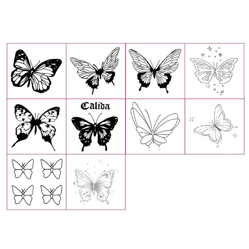 Waterproof Temporary Tattoo Sticker Lasting 3D Black Flower Natural Women Hands Fake Tatto Chest Girl Art Butterfly Body Pa J6K2