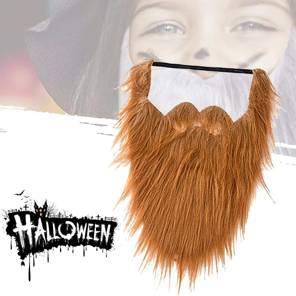 1Pc Halloween Fake Bushy Beard Funny Brown Facial Hair for Disguise Game Dance Party Role Play Cosplay Party Decorations