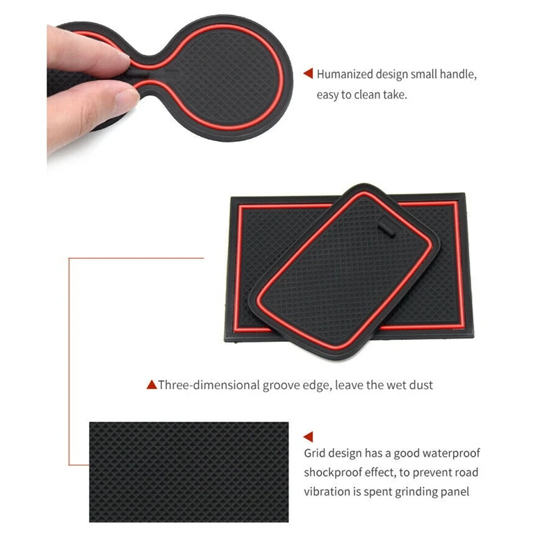 10Pcs Door Groove Mat Car Interior Decoration Anti-Slip Gate Slot Cup Pad For Renault Clio 4 Accessories Rubber Coaster