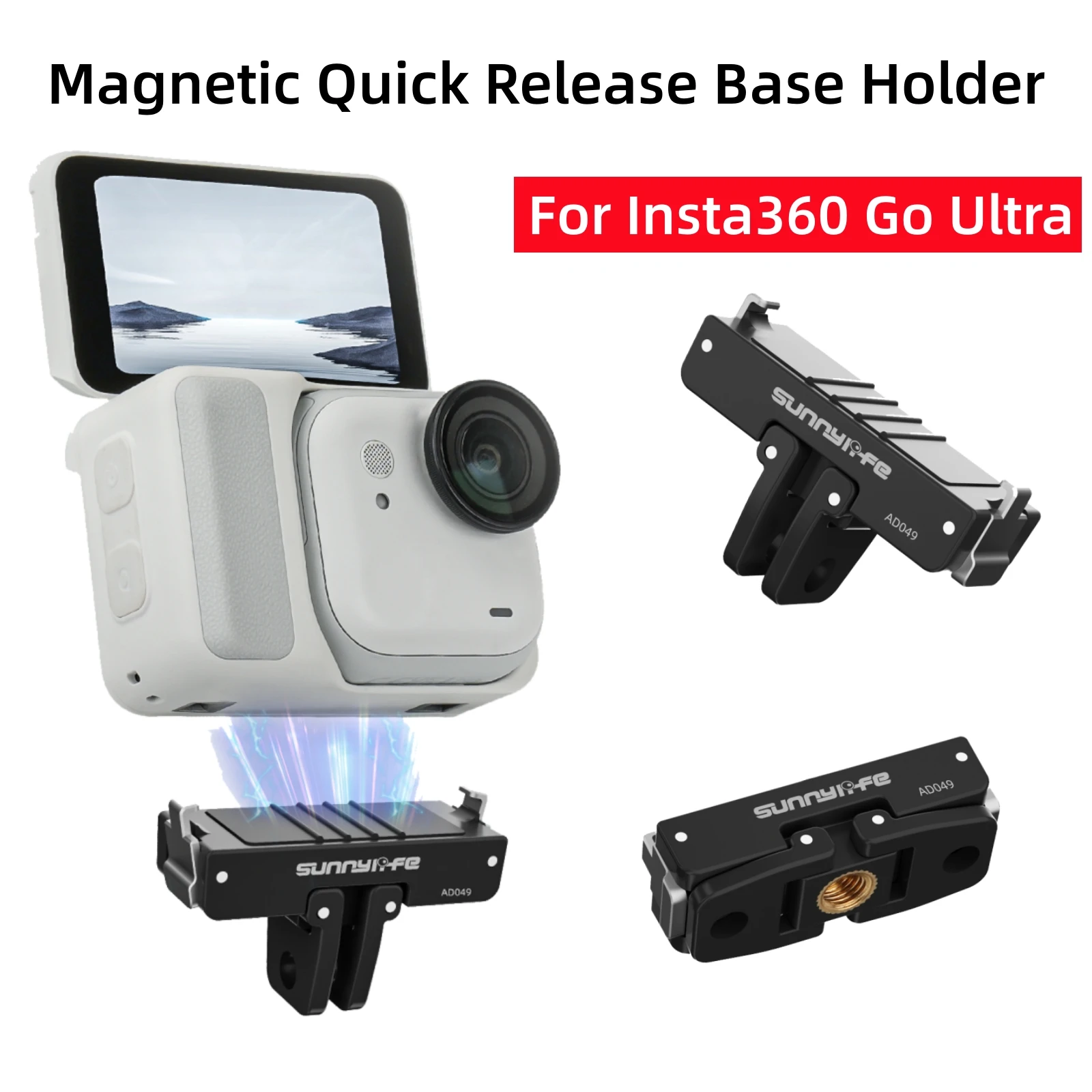 Aluminium Legierung Magnetische Quick Release Basis Halter Für Insta360 Go Ultra Expansion Halterung 1/4 Schraube Halterung Kamera Zubehör