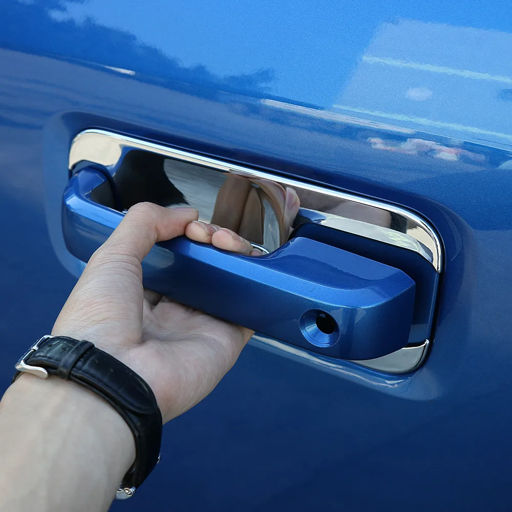 1 مجموعة لفورد F150 2015 2016 2017 2018 2019 4 الباب الخارجي مقبض الباب غطاء إطاري الكسوة ABS واقية ملصق الملحقات