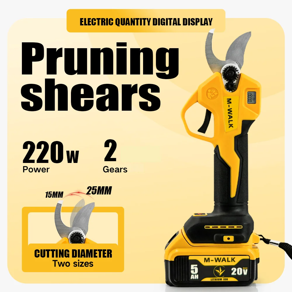Brushless Cordless Electric Pruner Shears 25mm Electric Garden Scissors Fruit Tree Bonsai Garden Pruning For Dewalt 20V Battery