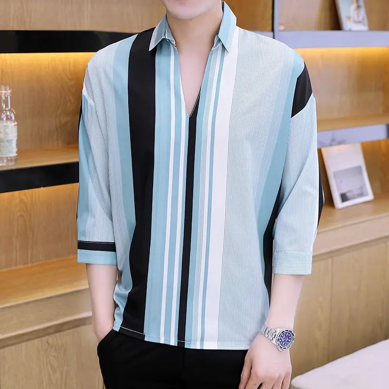 Fashion Lapel Casual Printed Shirts Men\'s Clothing 2024 Spring Summer New Loose All-match Pullovers Tops Korean Shirts