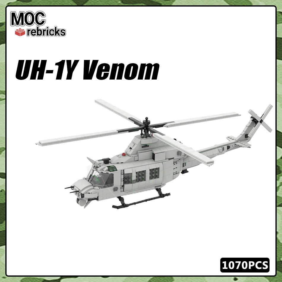 

MOC Military Weapons Series Air Force UH-1Y Fighter Building Block Aircraft Model Toys Brick Education Children Birthday Gifts