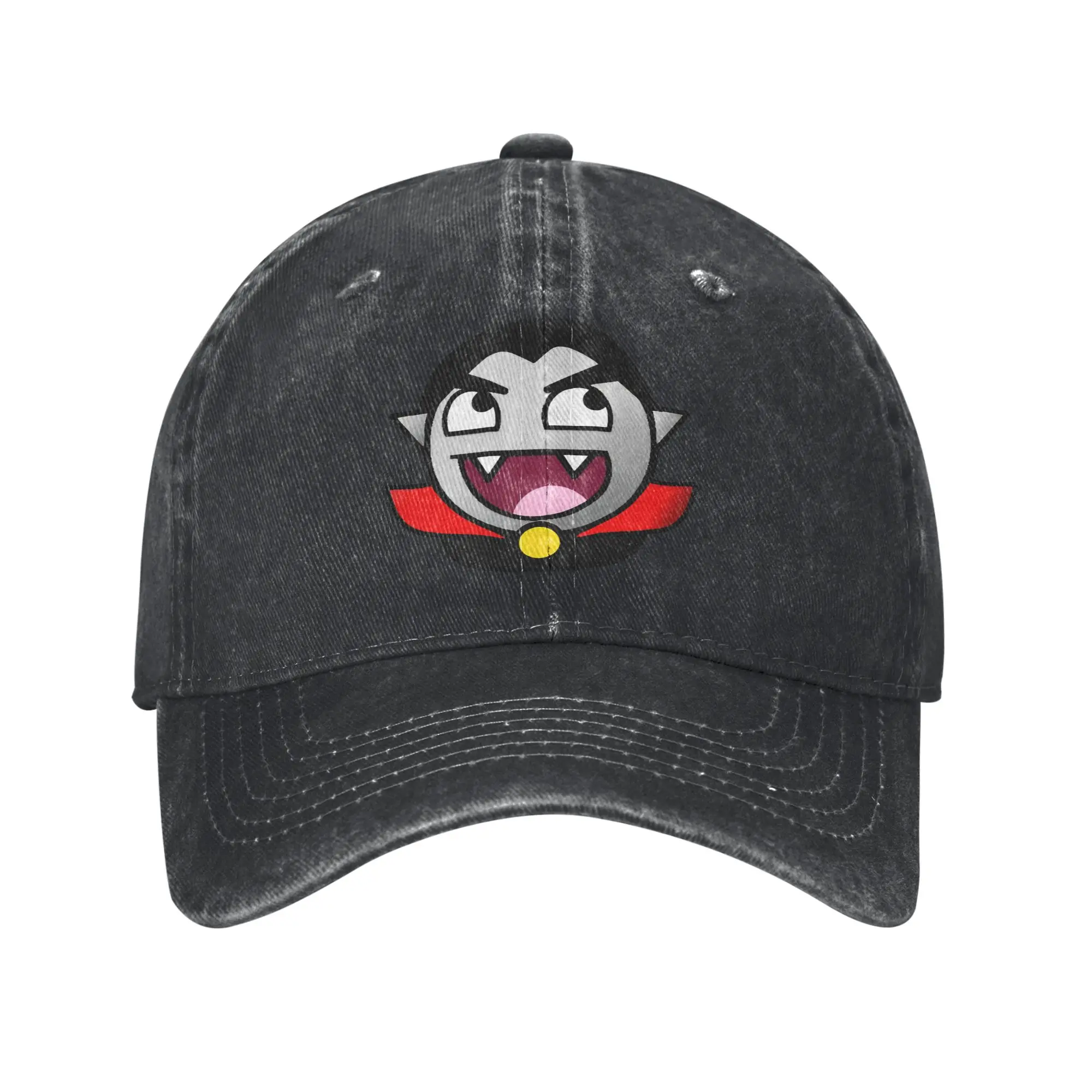 Unisex  Beach Epic Face Vampire Print Hats Vintage Distressed Denim  Baseball Cap Adjustable