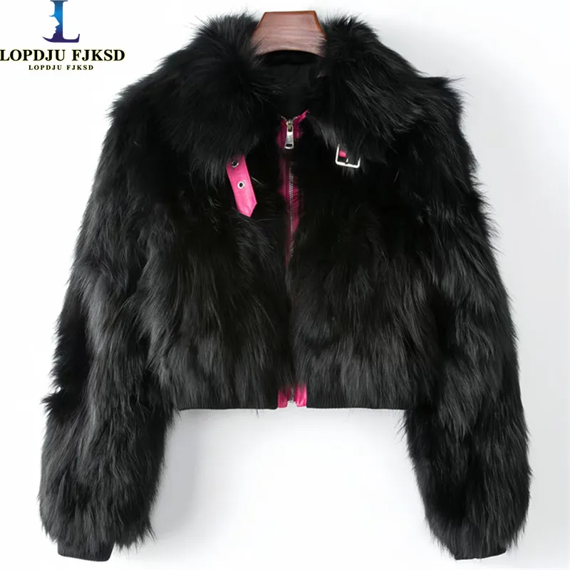 High Quality Real Raccoon Dog Fur Coat Women 2024 Winter New Thick Warm Loose Short Jacket Overcoat Female Clothing