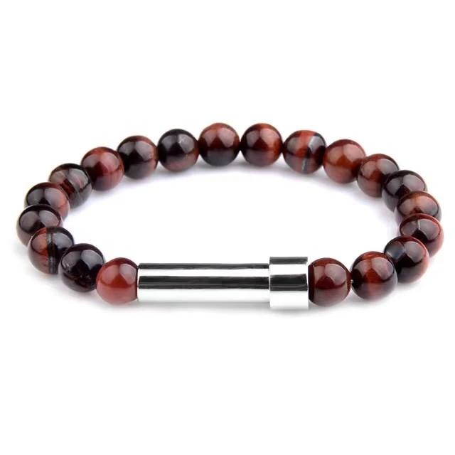 Vnox Men\'s Casual Lava Stone Beads Urn Bracelets for Ashes, Hollow Tube Cremation Keepsake Memorial Jewelry,Length Adjustable