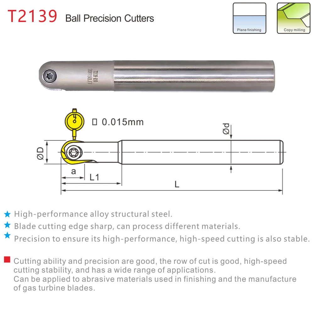 MOSASK T2139 구형 어댑터 T2139C16-8R-150-1T 반원형 블레이드 P3200 CNC 마무리 커터 밀링 공구 정밀 엔드 밀