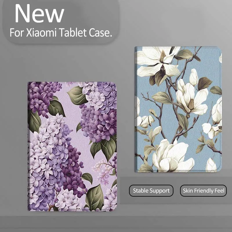 

White Magnolia Blue Background Tablet Case For Xiaomi Redmi Mini Pad SE K 2 4 5 6 7 8 2023 2025 11 8.8 11.2 10.1 Pro Gift