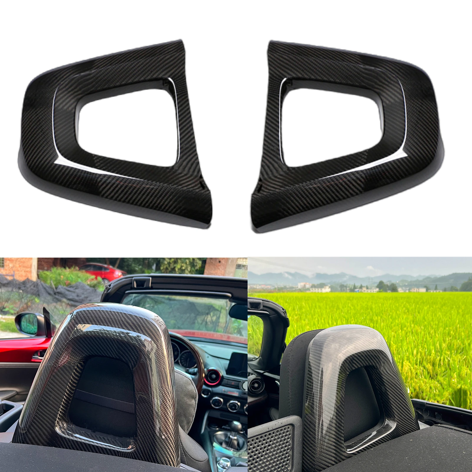 

Real Carbon Fiber Interior Seat Back Backrest Cover Trim For Mazda MX5 MX-5 Miata ND Convertible 2-Door 2016-2025