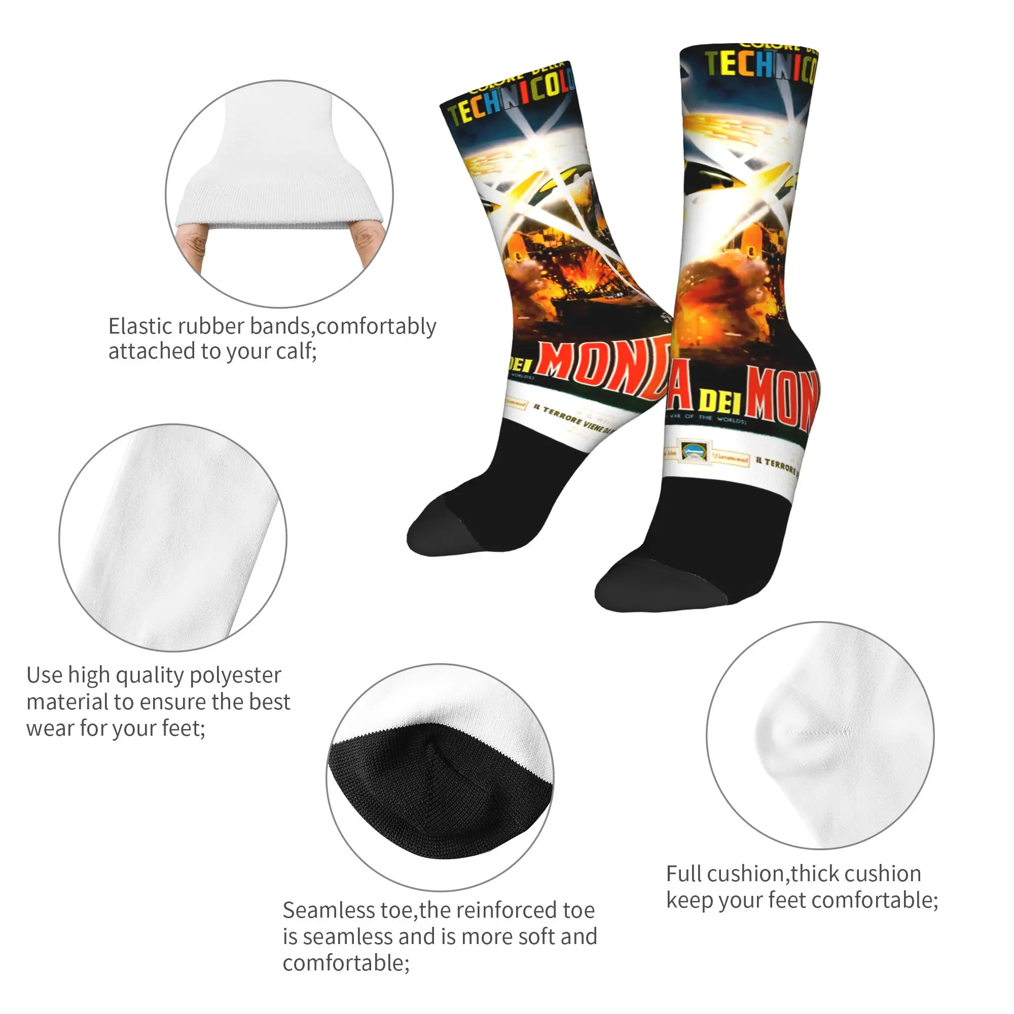 Crazy Design The War of The Worlds (1953) Movie Football Socks  Polyester Long Socks for Unisex Breathable