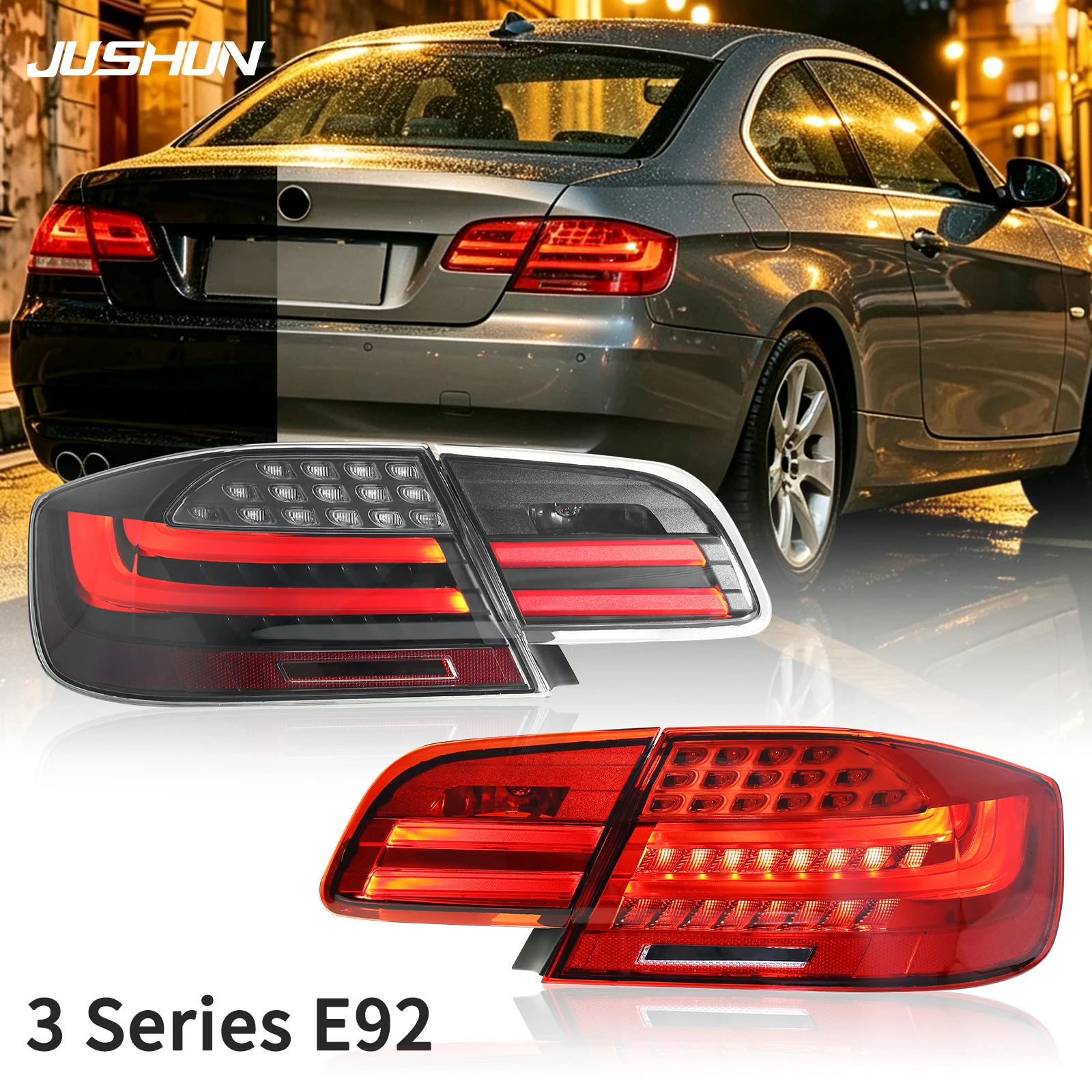 Fanale posteriore Emark per BMW Serie 3 E92 E93 2006-2013, gruppo fanale posteriore aggiornato, plug and play, indicatori di direzione, luci freno, fendinebbia, fanale posteriore a LED, gruppo luci