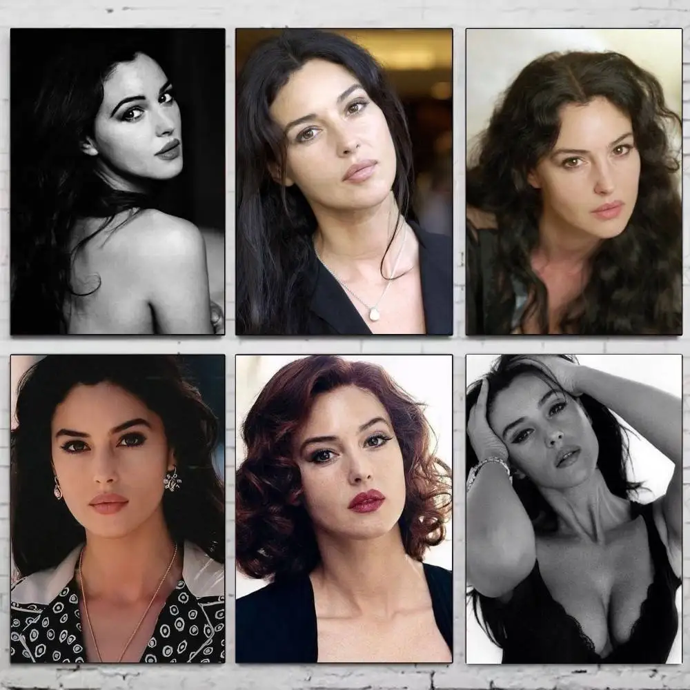 1pc Monica Bellucci Poster Selbstklebende Kunst Wasserdichte Papier Aufkleber Kaffee Haus Bar Zimmer Wand Dekor