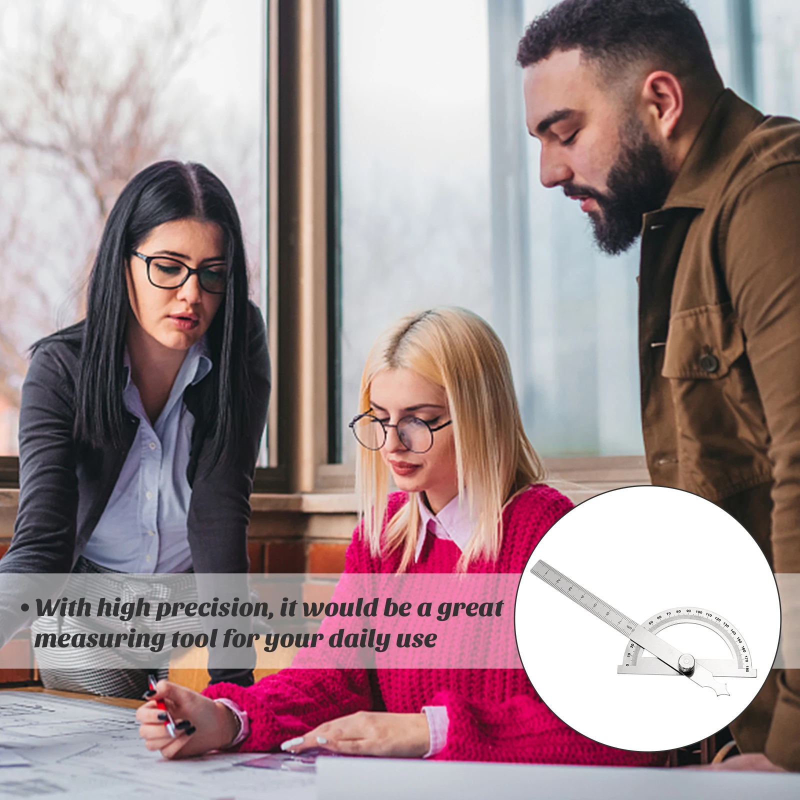 

Stainless Steel Angle Ruler Protractor 0-180° Round Head Measuring Tool Detachable Goniometer Gauge Portable Small