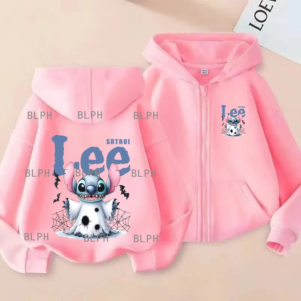 

Wear For The Whole Family For Halloween: Disney Brand Stitch Parent-child Zipper Sweatshirt, Autumn And Winter Couple's Wear