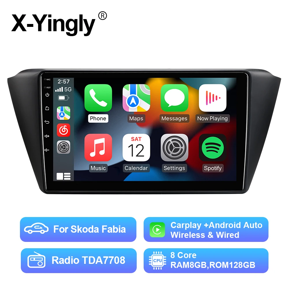 

9 Inch Car Radio Multimedia Player For Skoda Fabia 2015-2019 Android 12 Autoradio GPS Navigation DVR Camera WIFI