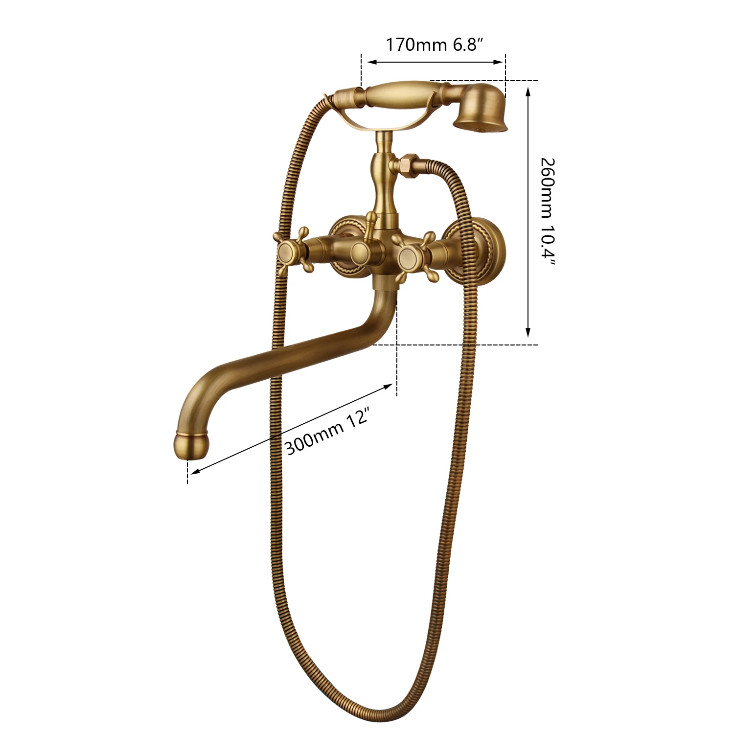 ZAPPO Antique Brass Bathtub Faucet Wall Mount Waterfall Tub Spout Hot Cold Water With ABS Handshower Mixer Tap Bath Shower Tap