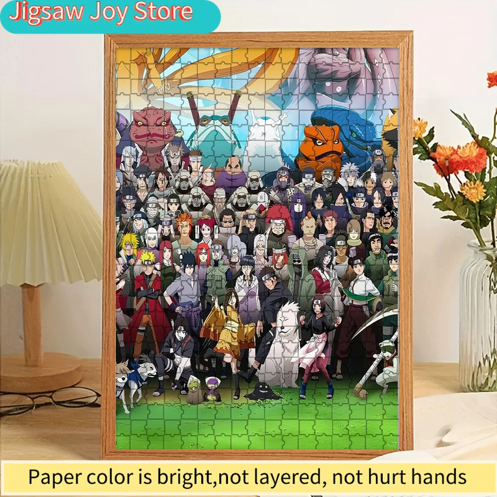 

Коллаж-пазл с персонажами Наруто и легендарными призывами, яркое аниме-искусство с культовыми персонажами ниндзя и мощными магическими заклинаниями