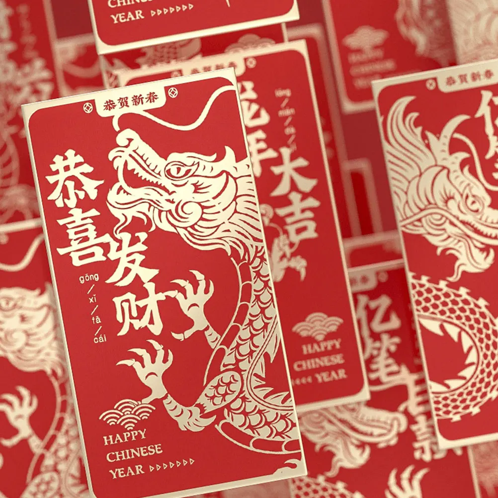 

6pcs Chinese Spring Festival Paper Traditional Pocket Lunar New Year Wedding Lucky Envelopes Festival Envelope Cash Envelopes