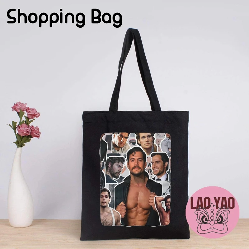 Canvas Tote Bag Women Henry Cavill Shopping Bags Totebag Shopper Aesthetic Woman Cloth Large University Student Custom Name