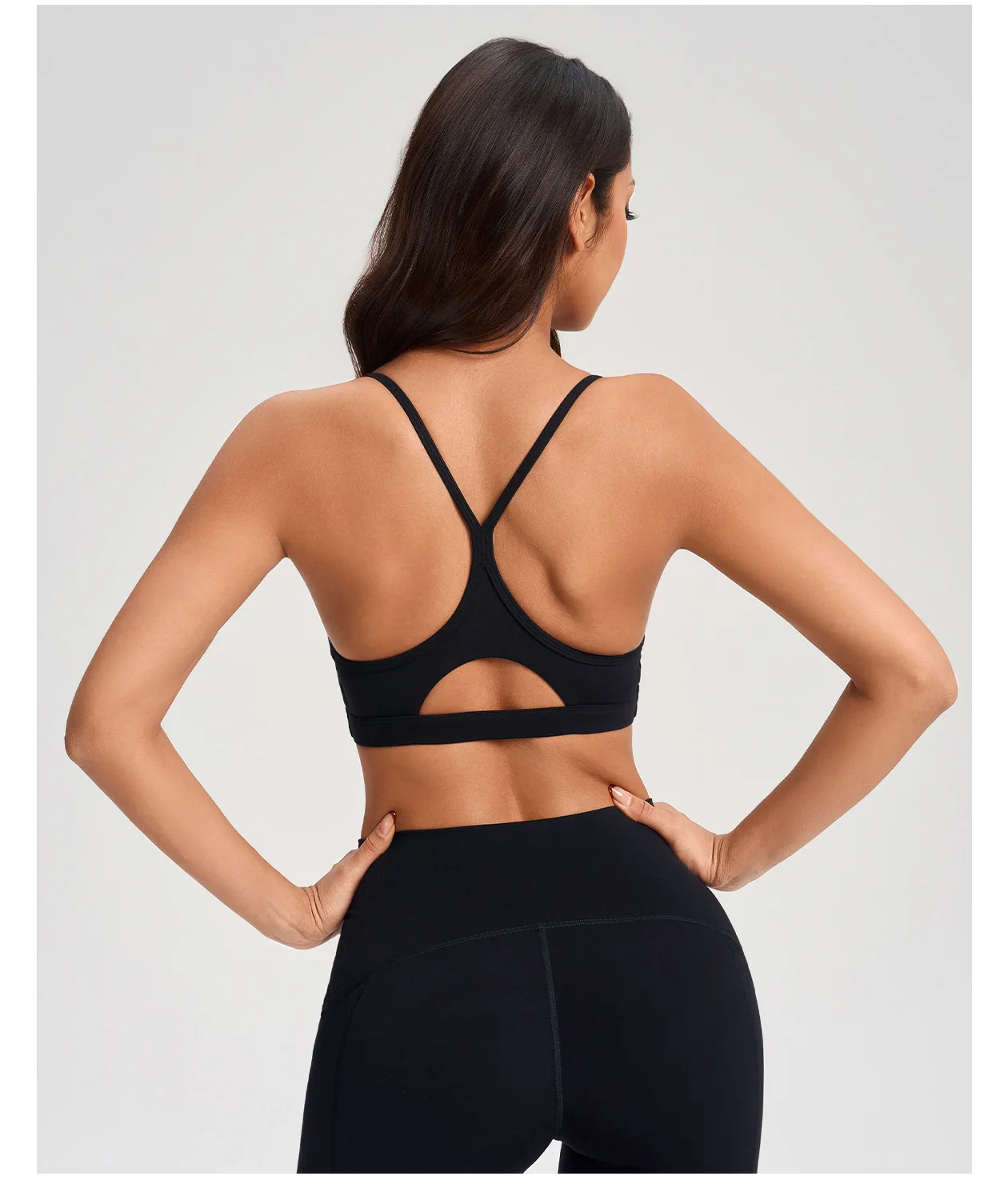Women's V-Neck Y-Back Yoga Bra, Thin Strap Beauty Back Removable Pads Push Up Fitness Running Sports Crop Top