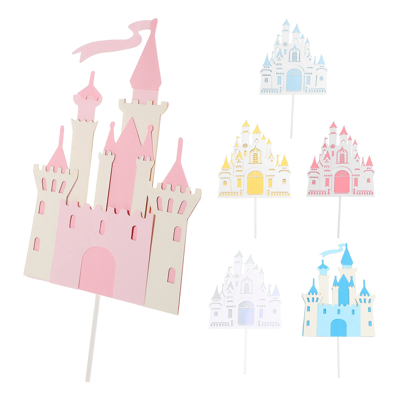 

6Pcs Castle Cake Inserts Eye Catching Cake Ornaments for Birthday Cupcake Decoration Party Supplies Cupcake Decoration