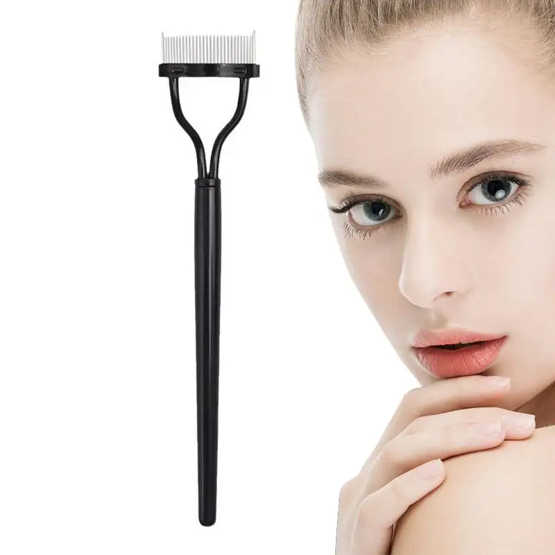 جديد رمش فاصل الأسنان المعدنية مستقيم رمش بكرة الشعر الجمال ماكياج الفولاذ رمش فرشاة مشط ماسكارا حليقة ماكياج أداة #6