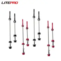 Litepro-ruedas de bicicleta plegables, brochetas de aleación de titanio, palanca de liberación rápida, juego de ruedas para bicicleta de montaña, varilla QR