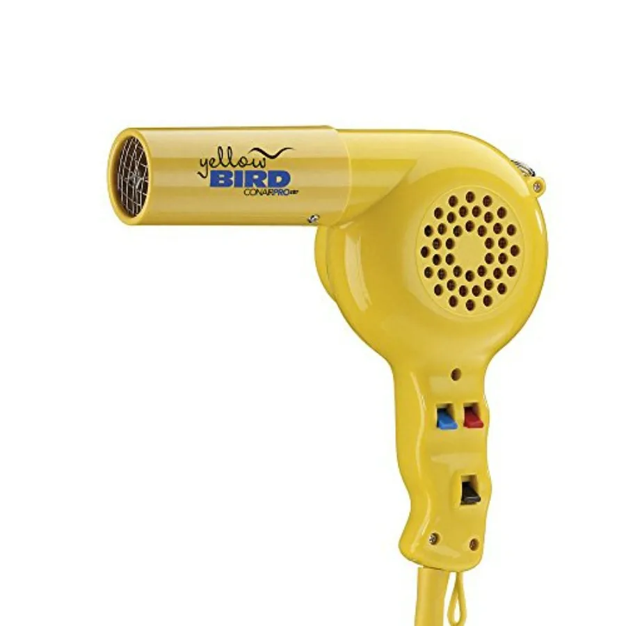 

Hair dryer for home use, yellow ABS plastic, lightweight and ergonomic design with ionic technology for faster drying and reduc