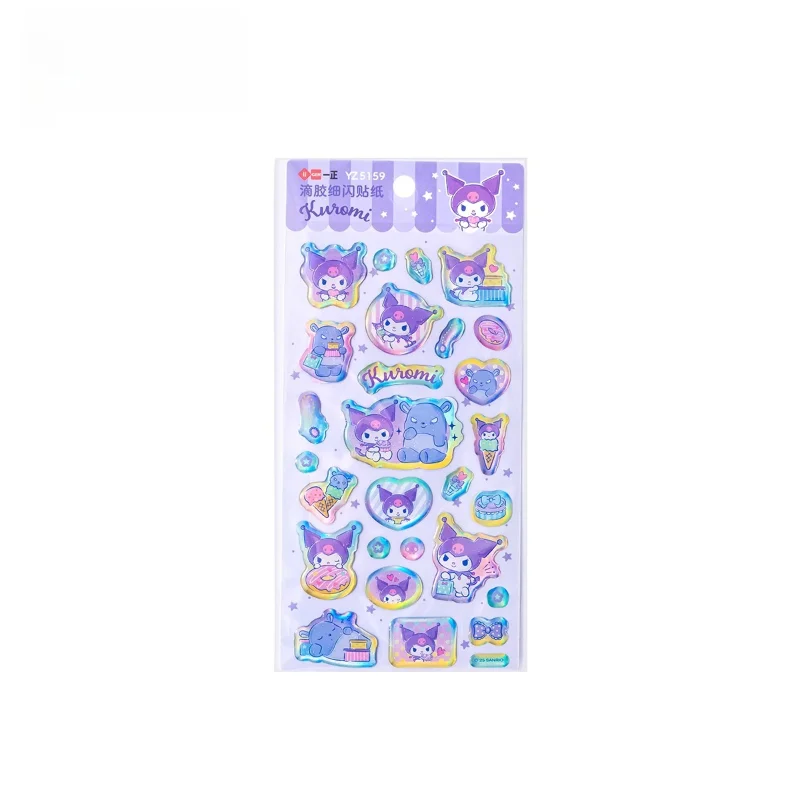Sanrio 애니메이션 만화 Kuromi 다채로운 스티커 노트북 전화 케이스 냉장고 컵 일기 가방 장식 풍부한 패턴 스티커