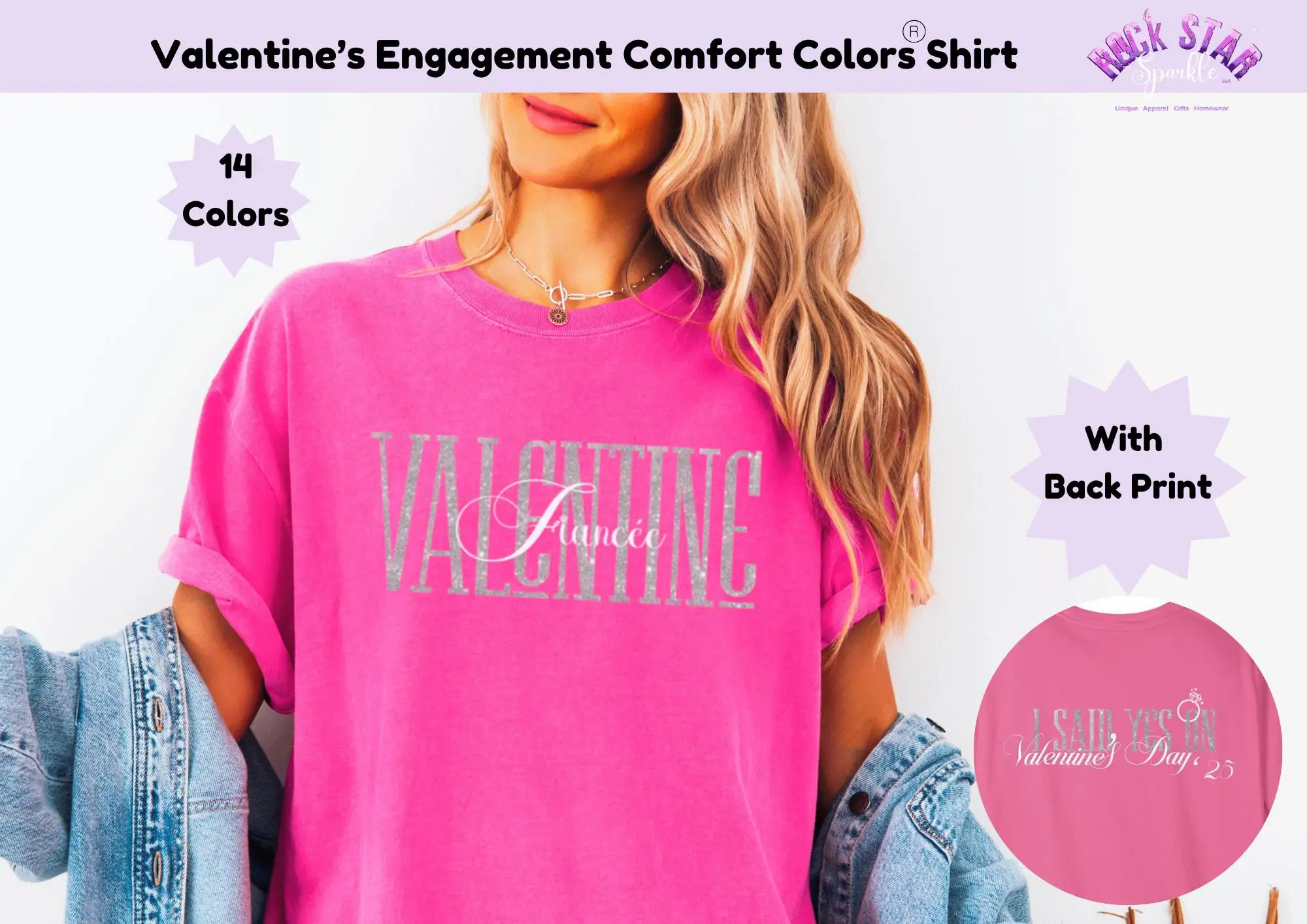 

Футболка Valentine Fiancée Comfort Colors Обручальное объявление на память