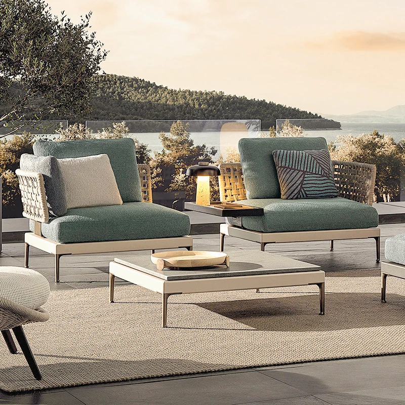 Gartenmöbel Outdoor Gartenmöbel Seil gewebte Sofagarnitur