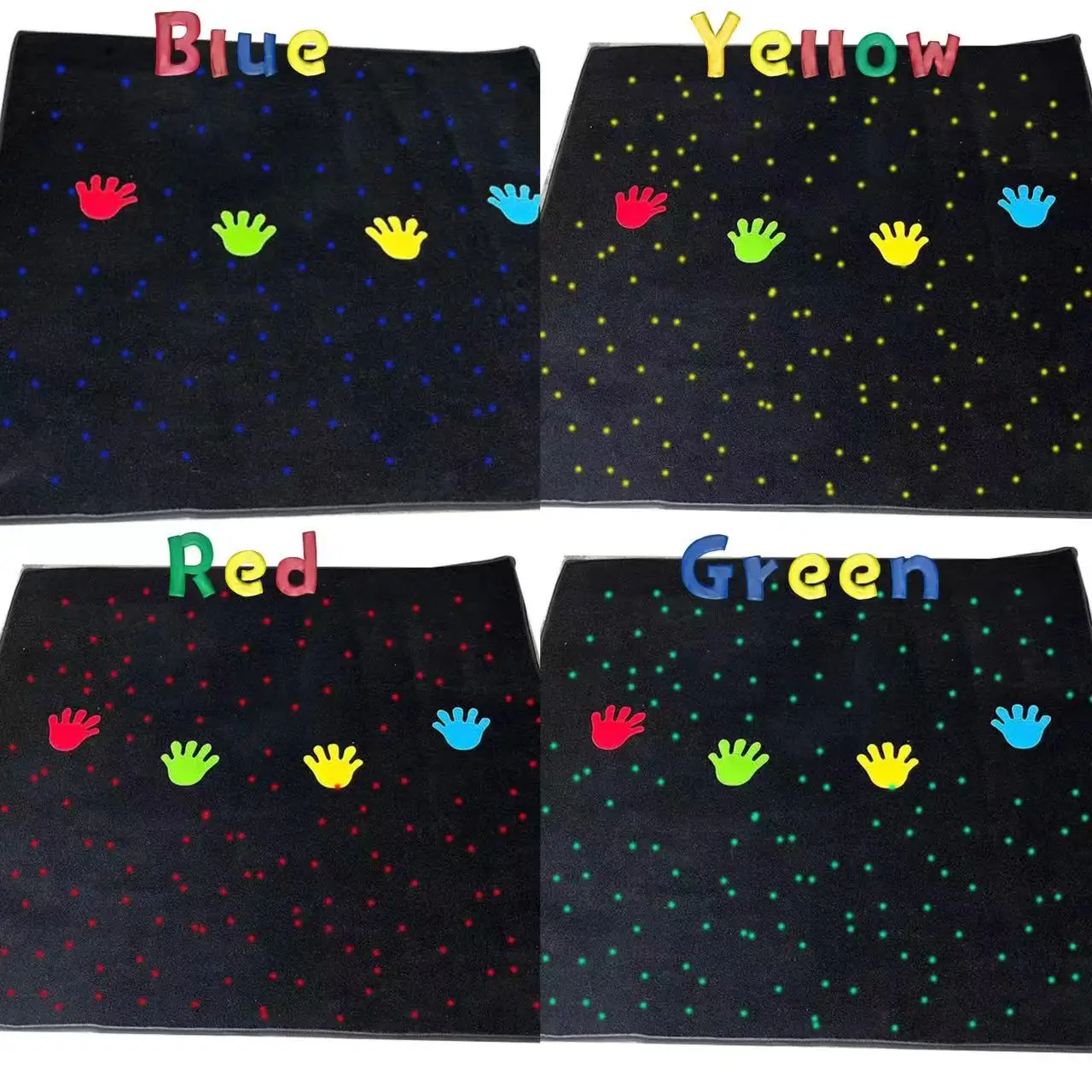 1.2*1.2m 4 Hand Tactile Sensory Touch Carpet Therapy Sensory Room Wall Led Fiber Optic Star Light Carpet For Autism Toys