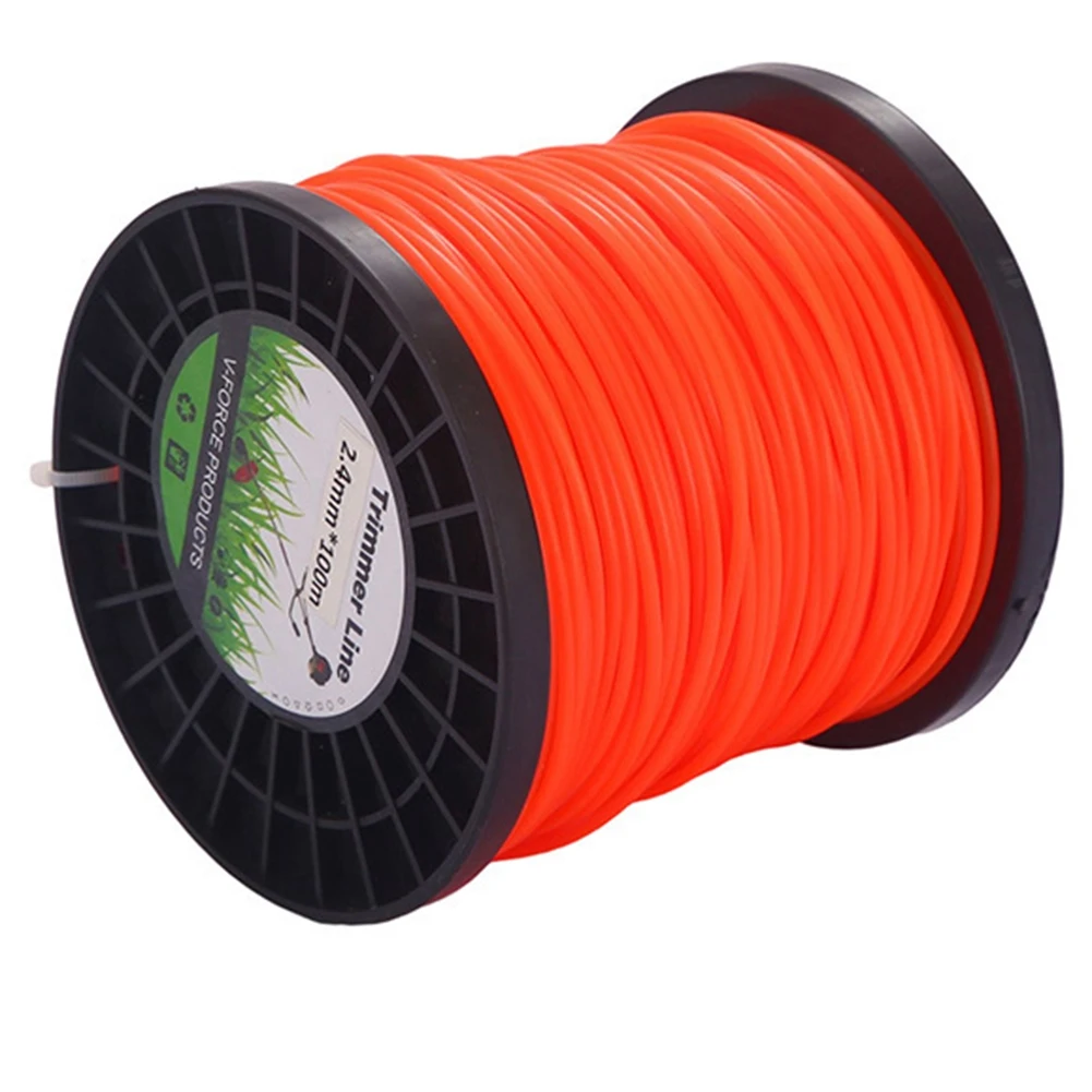 THIVN-1Lbx 2.4mm espiral grama corte strimmer linha cabo de enchimento corda de náilon cortador de grama laranja torcido forma linha