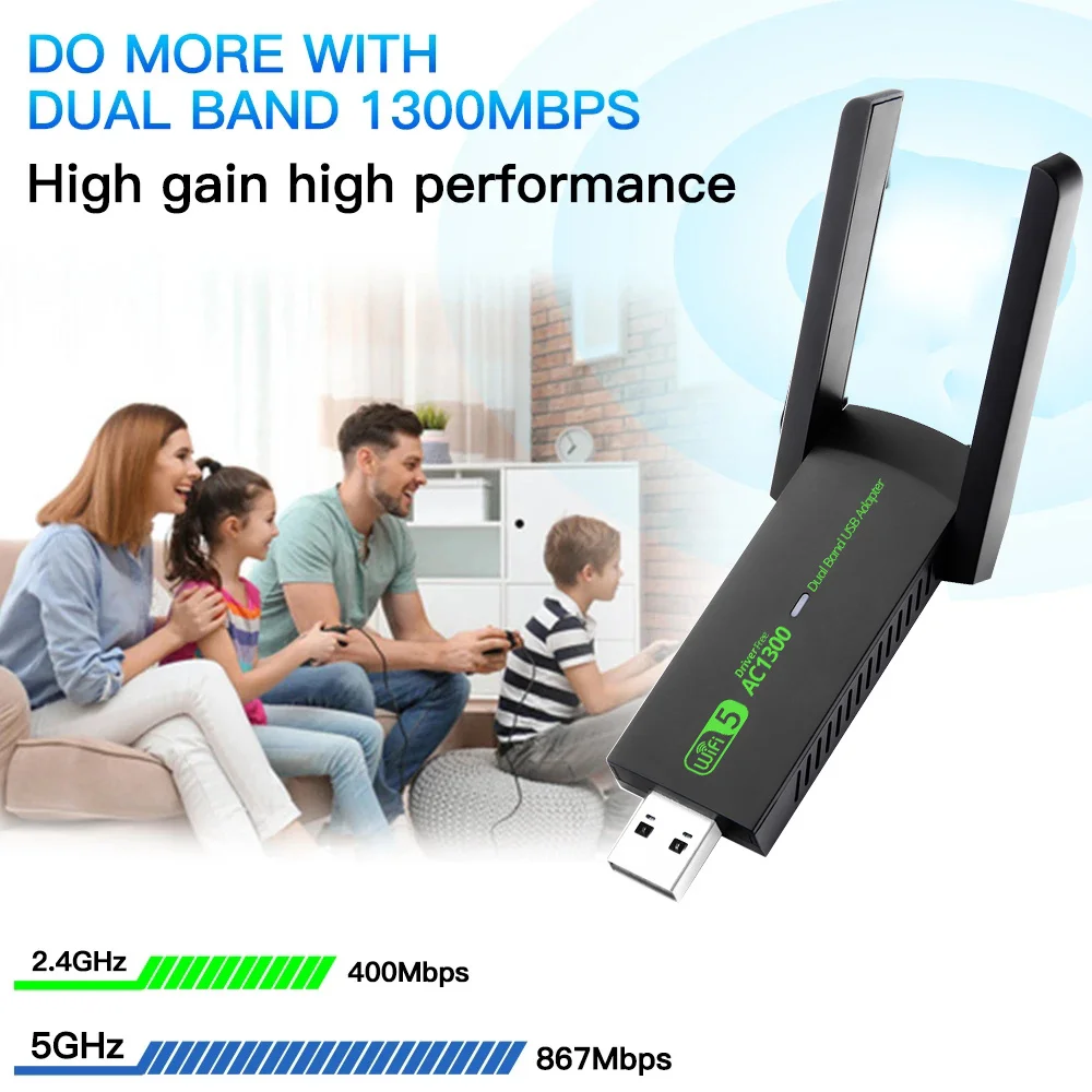 1300Mbps USB3.0 WiFi Adapter Dual Band 2.4G 5Ghz Wireless WiFi Dongle Antenna USB Ethernet Network Card Receiver For PC