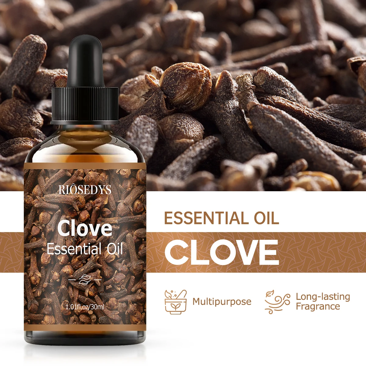 زيت القرنفل العطري، ذو رائحة خشبية، مناسب لتدليك الجسم والعناية بالشعر، ويمكن أيضًا في العلاج العطري. #2