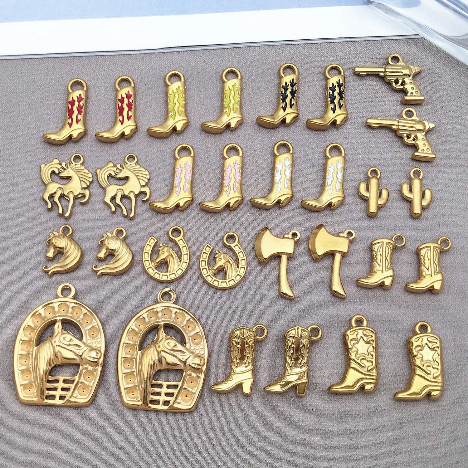 2pcs Stainless Steel Western Cowboy Charms Alloy Horseshoe, 