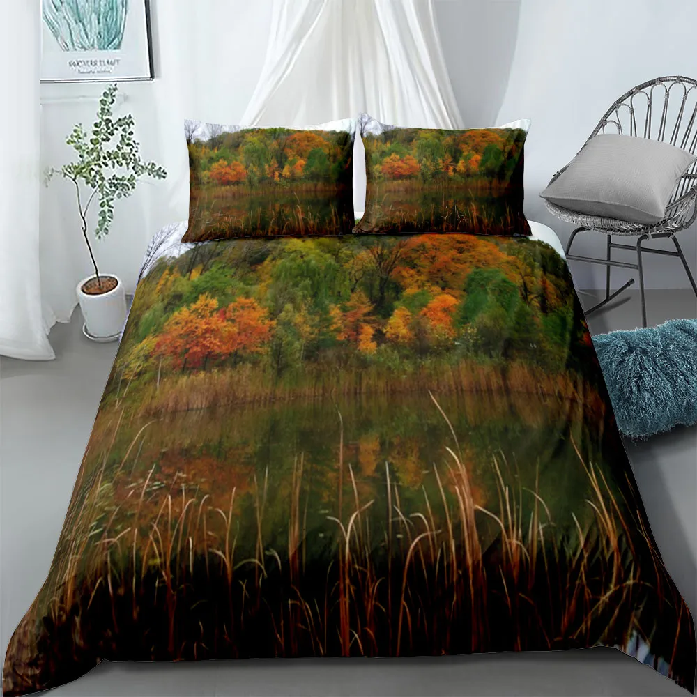 

Peaceful Woods Forest Duvet Cover Set UK Single Double Queen US Twin Full King Size Bed Linen Set