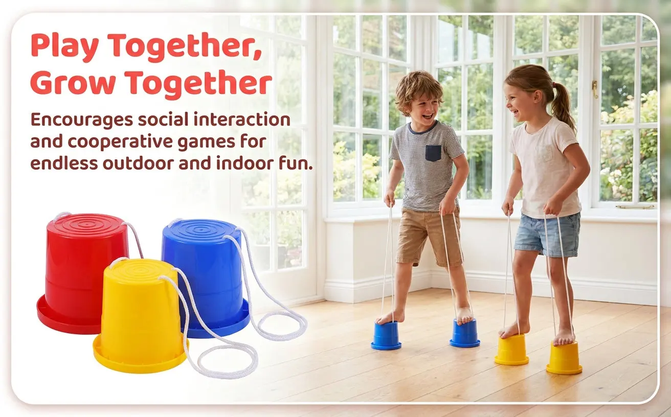 3Pairs Children Balance Stilts Plastic Walking Buckets Develop Focus Coordination Motor Skills Outdoor Indoor Play Gift