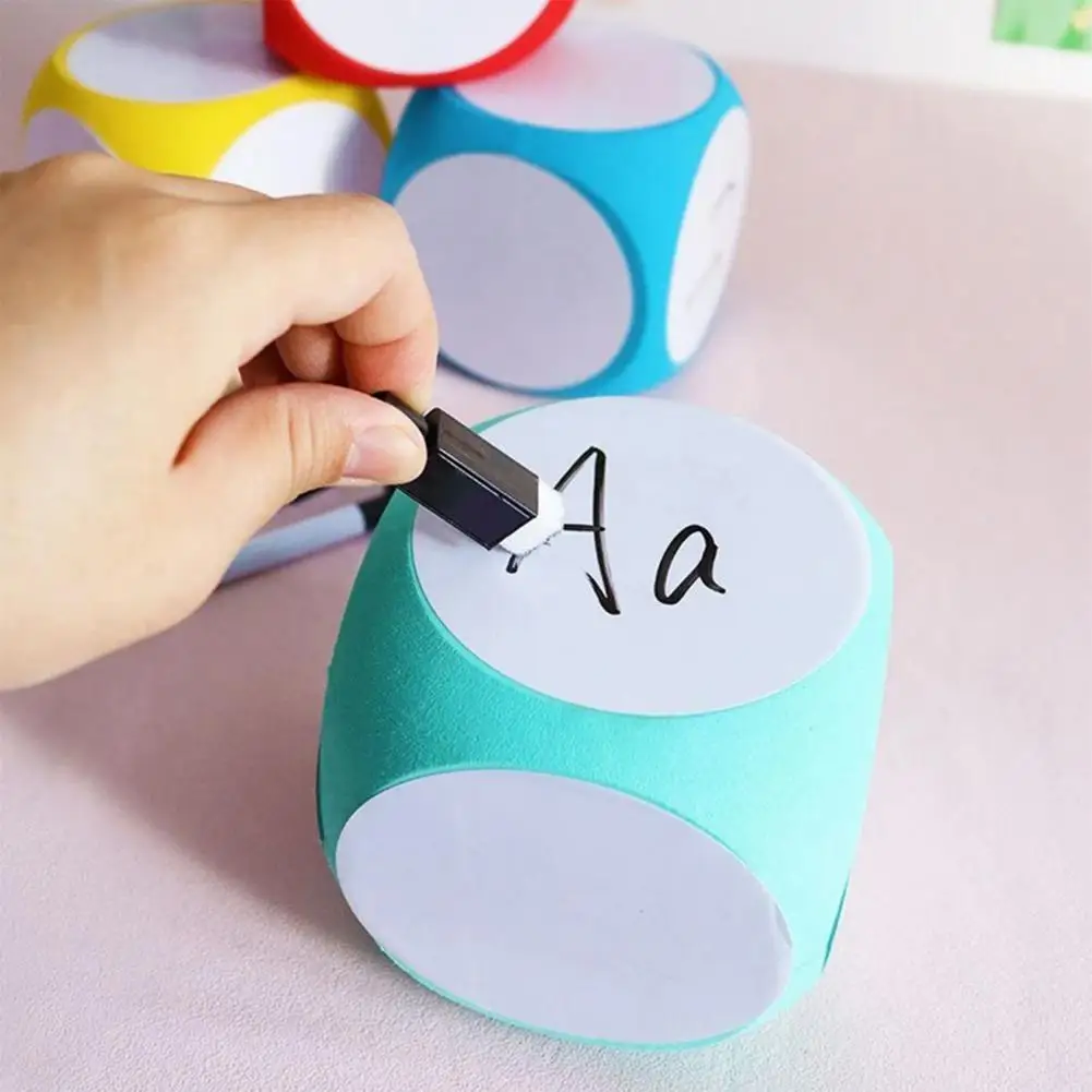 DIY Blank Dice Erasable Foam Blank Game Cubes Dry Erase Block Writable Playing Dice Kids Educational Toy Classroom Teaching Dice