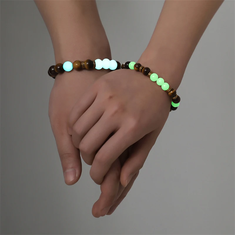 

WeSparking EMO Couples Magnet Bracelets Set Glow-in-the-dark Beaded Bracelets For Lovers Free Shipping Romantic Fashion Jewelry