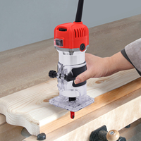 800W Electric Wood Trimmer W/6.35mm Drill 6-Speed Adjustable Compact Router Slotting Trimming Grooving Machine